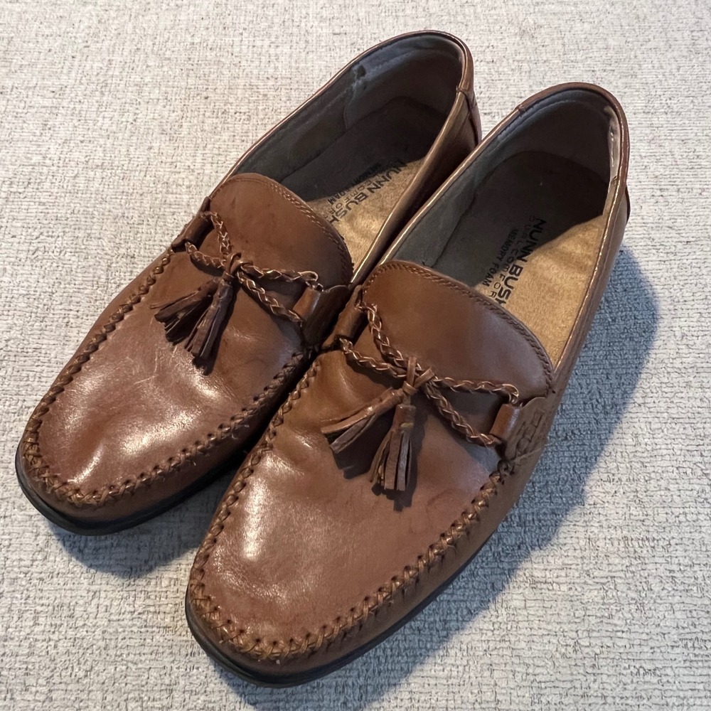 Nunn Bush Mens Brown Leather Tassel Loafers Dual Comfort Memory Foam 10 M